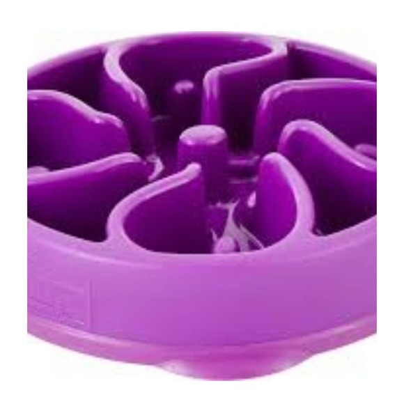 Outward Hound Purple Flower Slow Feeder Dog Bowl - Mini/Medium Size - Picture 2 of 4